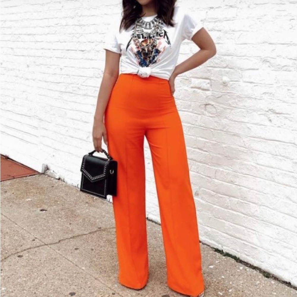 ZARA FLUID PANTS I PUMPKIN ORANGE size XS